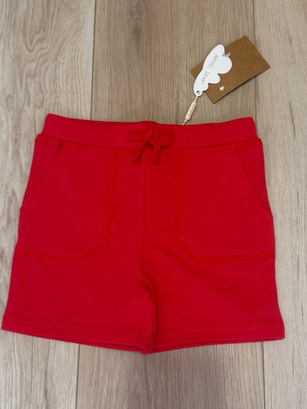 Angel Dear Red Knit Drawstring Kids Shorts
